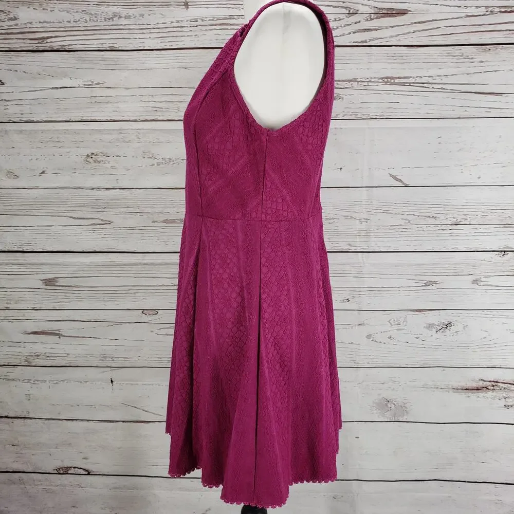 Free People Women's Magenta Lace Keyhole Fit & Flare Dress Size 12